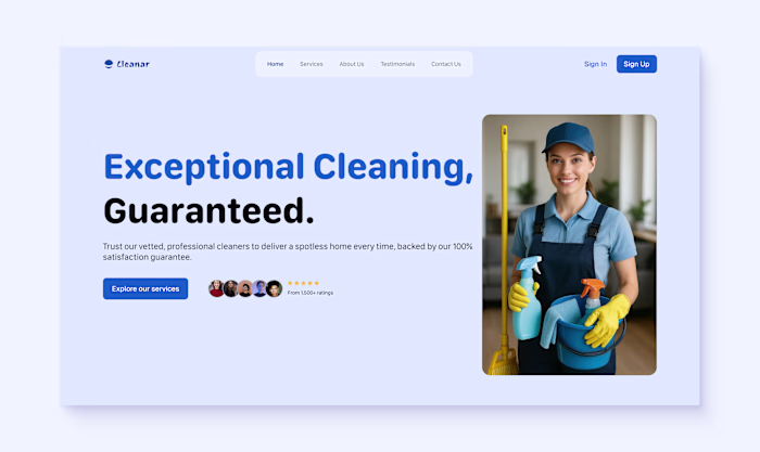 Cleanar Cleaning Website Hero Design