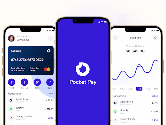 Pocket Pay Fintech - Figma Mobile App Design