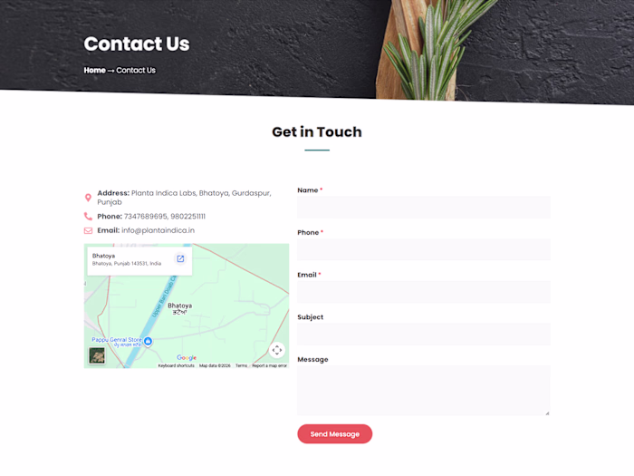 Custom Web Development for Planta Indica Labs