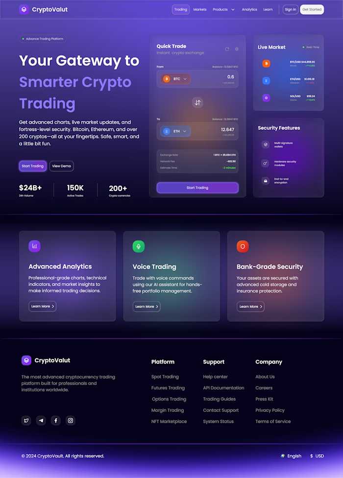 CryptoValut Landing Page Design