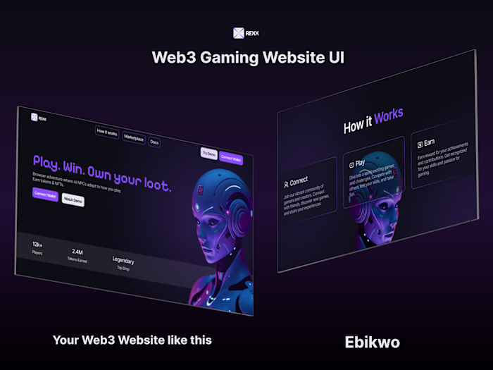 Web3 gaming website Ui