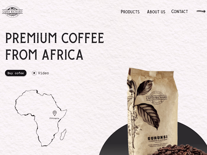 Luxury Coffee website design for “Cafés Richard”.