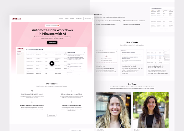 Riveter Landing Page Design
