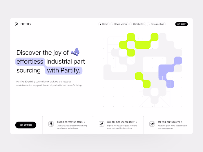 3D printing: website, hero, landing page design