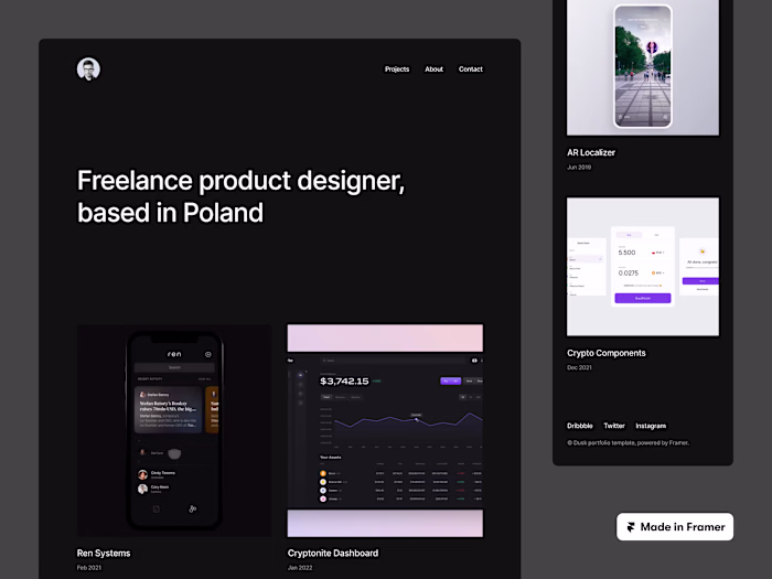 Dusk - Free Framer Portfolio Template for Creatives