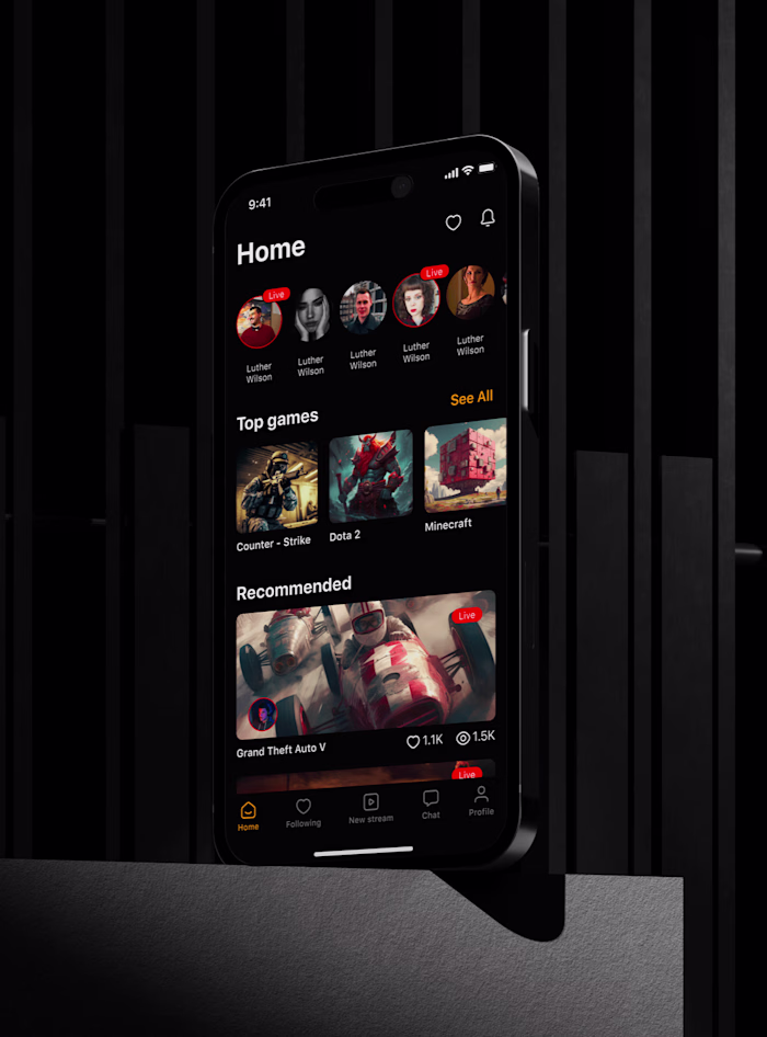 Streamcraft mobile UX/UI design