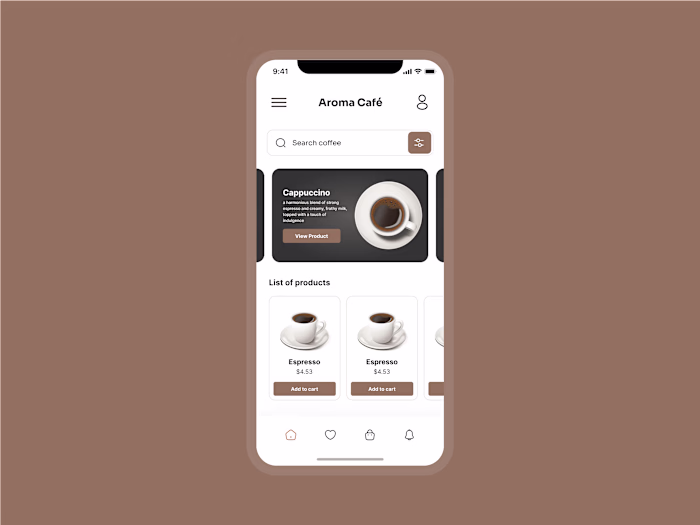 Coffee Mobile Homepage UI