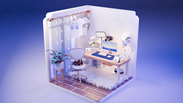 Isometric Clear Cut Studio Room