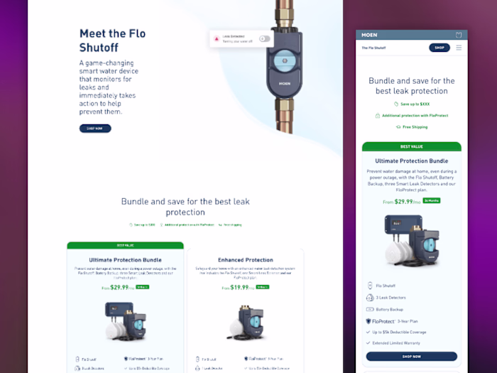 MOEN Smart Water Monitor Device Shopify Website