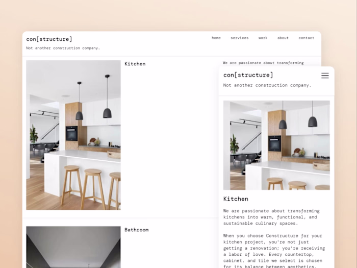 Modern, grid structured site for construction business