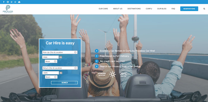 Car Rental Website – Priceless Car Hire Greece