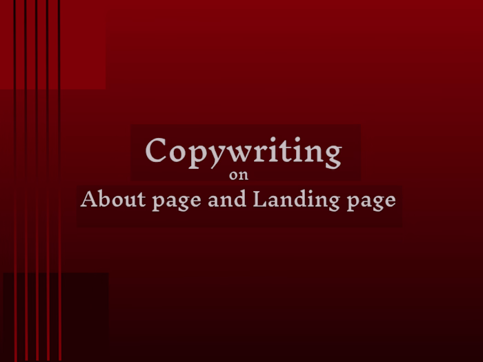 Write an About page, Landing page for Website 