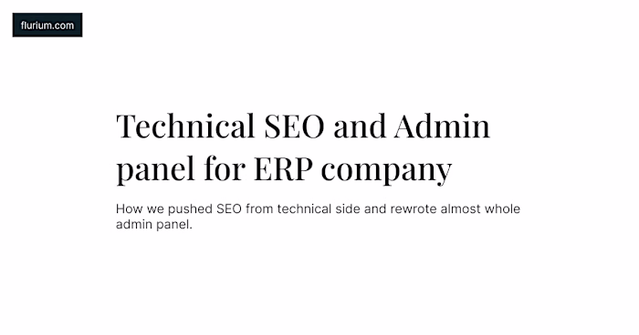 Technical SEO and Admin panel for ERP company