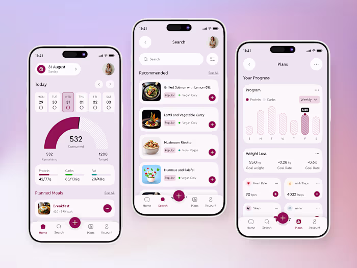 Meal planner iOS mobile app "Purple Carrot"
