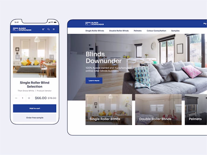 Shopify store for roller blinds business - Blinds Downunder