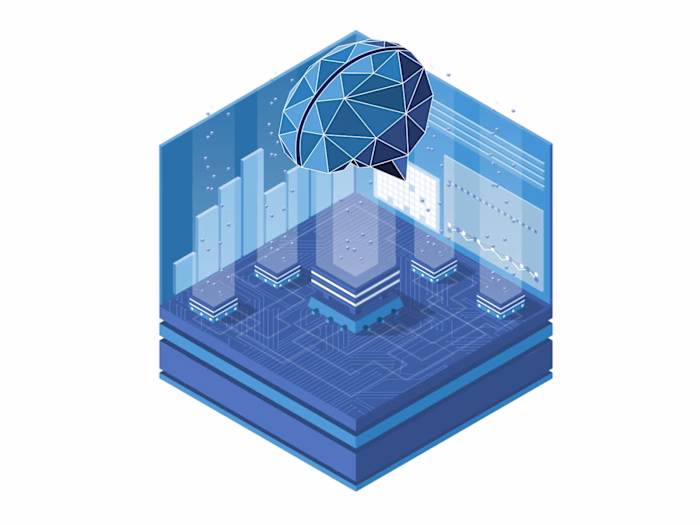 Isometric concept of the financial system. Lottie animation