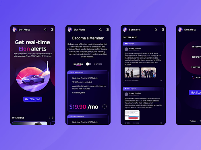 Elon alerts landing page
