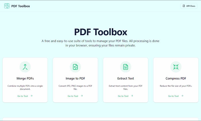 About 3 months ago, I built PDF Toolbox (https://github.com/...