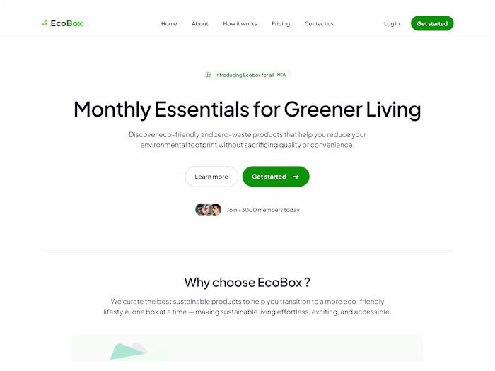 EcoBox Landing Page Design