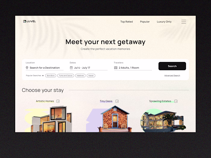 Luvel Luxury Travel Booking Platform Concept