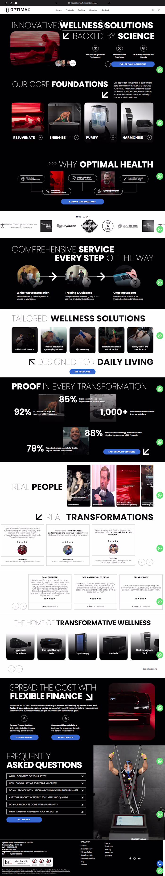 Shopify past work for Optimal Health client and grow the bus...