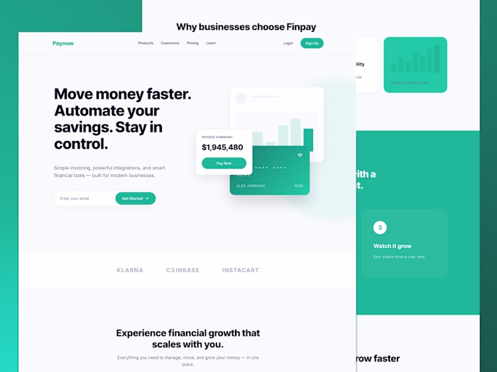 A modern fintech SaaS landing