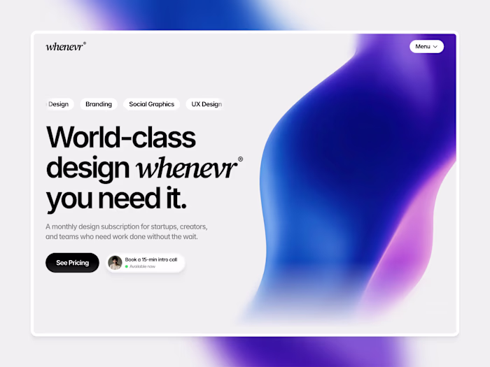Whenevr® - Design Subscription Website Template for Framer