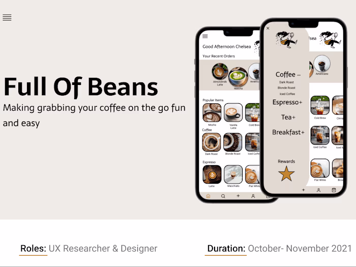 Full Of Beans Cafe Mobile App Design