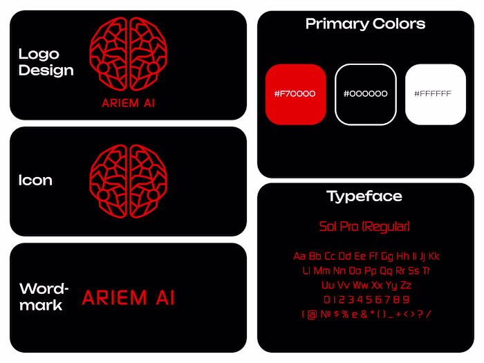 A tech-forward visual identity crafted for Ariem AI, featuri...