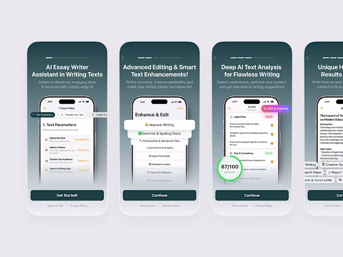 AI Essay Writer App Onboarding