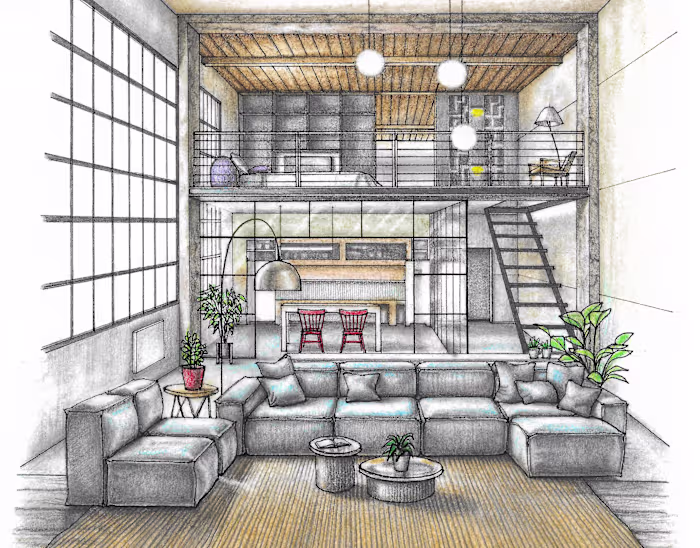 Architectural Illustration of a Loft