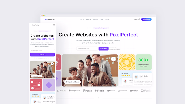 PixelPerfect—Website Landing page