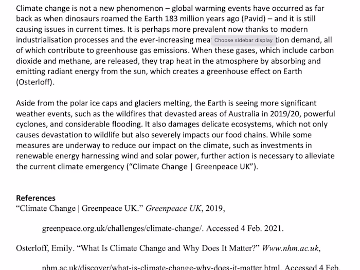 Short-form article on Climate Change