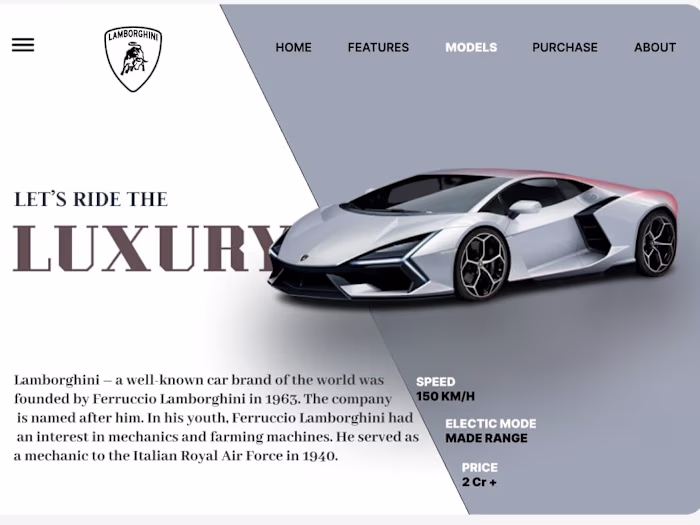 Project for a car website template 