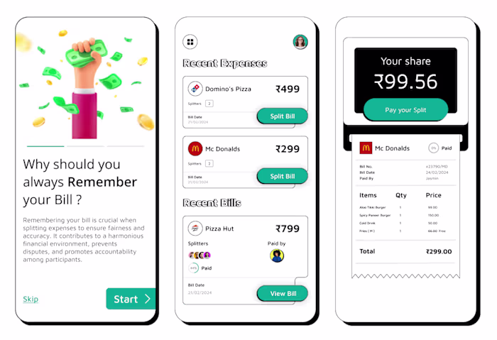 Bill Splitting app UI Design