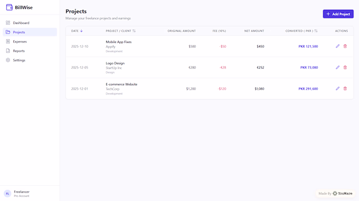 BillWise — Freelancer Finance Clarity BillWise is a desktop-...