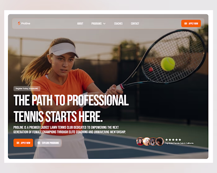 Proline Tennis Club Website Design