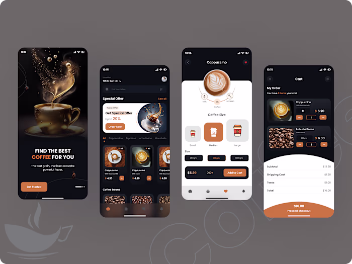 Coffee Shop App Design