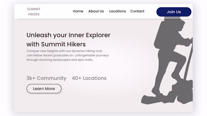Immersive Figma Hero Section Concept for Hiking club