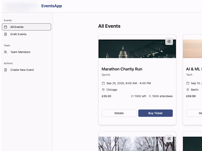Events Management Platform Development