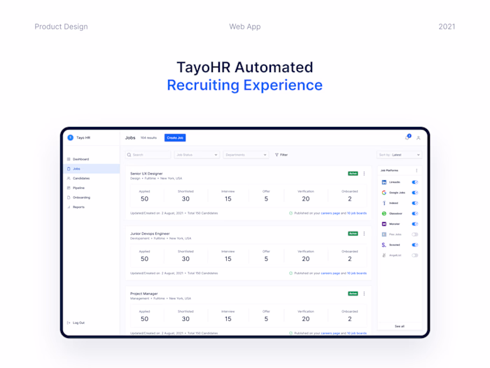 MVP Design for TayoHR Recruiting Software