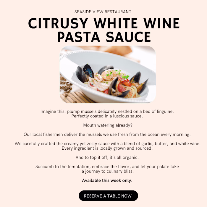 Seaside View Restaurant: Landing Page
