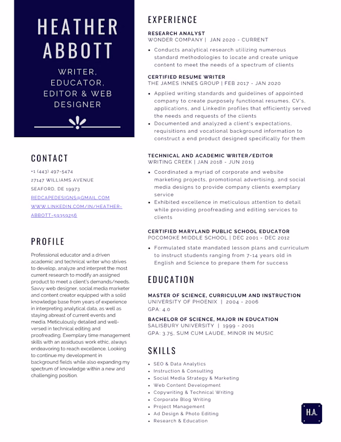 Personal Block Resume Design