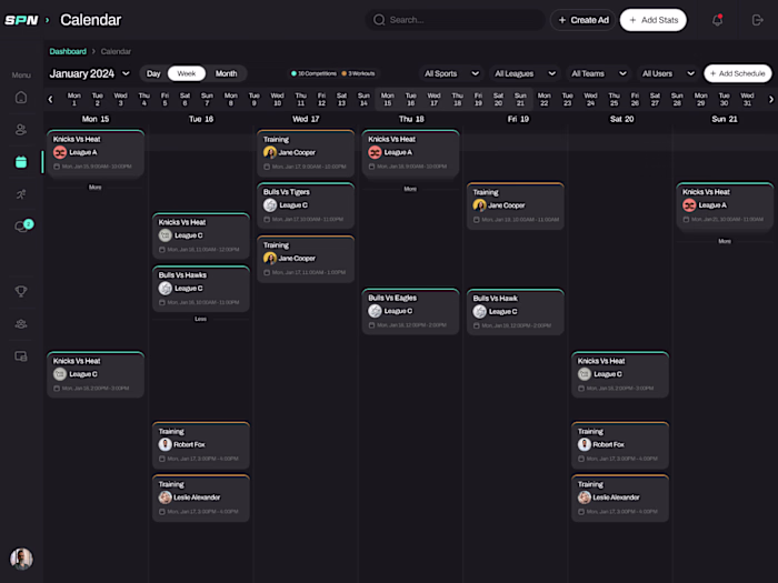 Just finished the Calendar page for the Web-Sport app, desig...