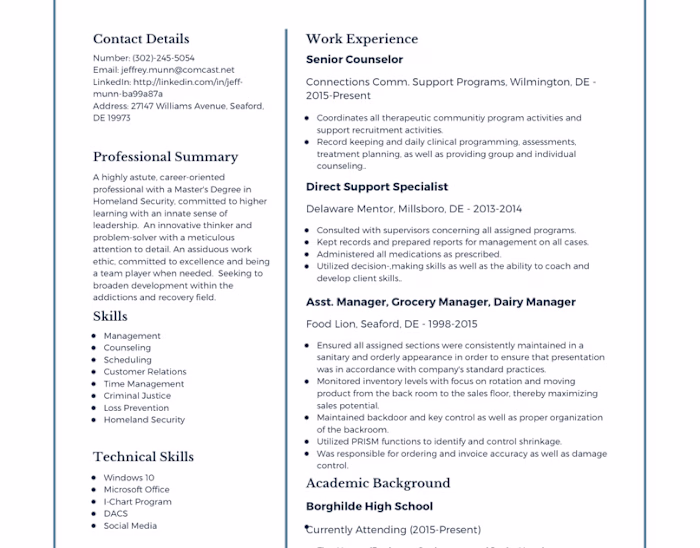 Sample Resume/CV Design