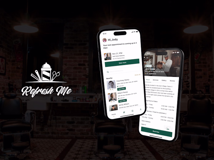 UI/UX Design for Refresh Me Mobile App