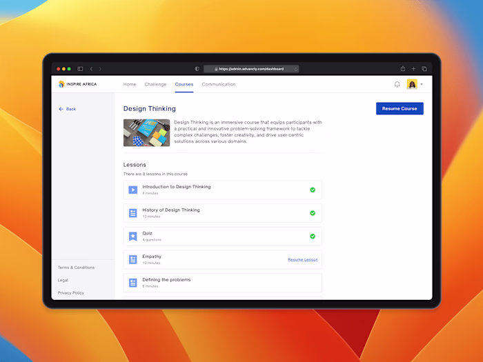 Inspire Africa - Web App design