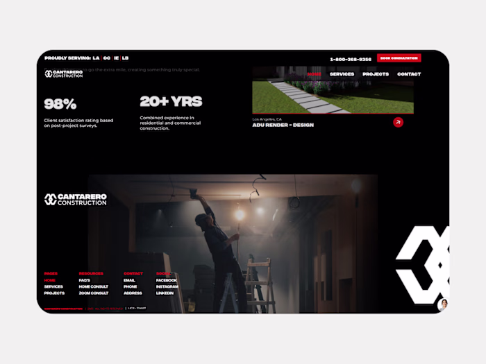 Framer website design of a