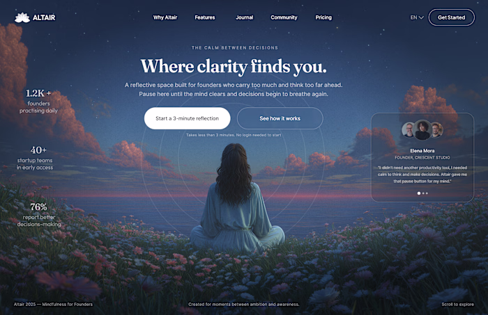 Hero Exploration: ALTAIR, a mindfulness app specifically des...