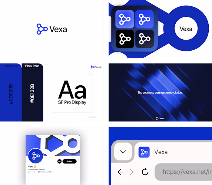 I developed the complete visual identity for Vexa, an intern...